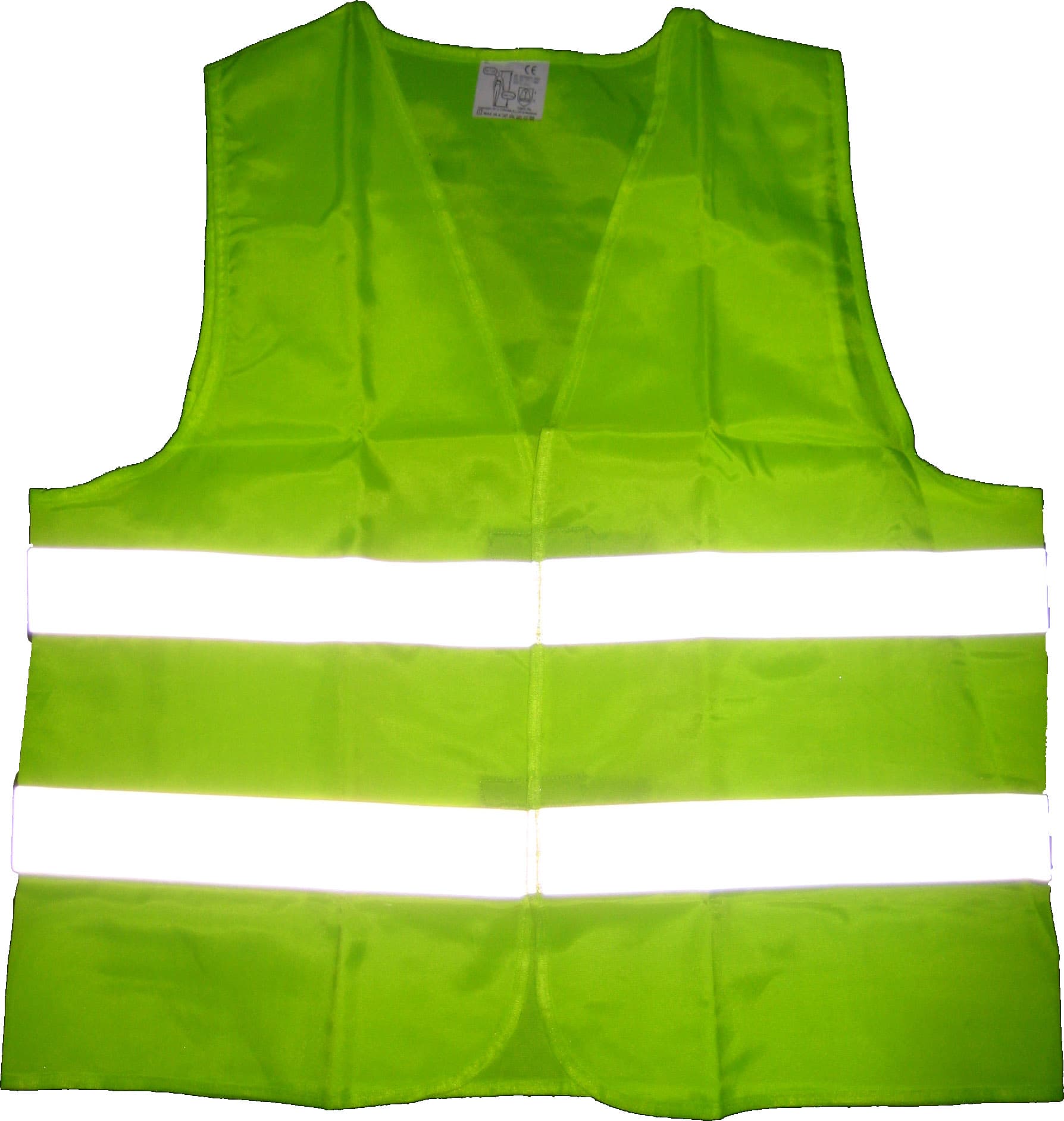 A yellow high-visibility safety vest hanging on a hook