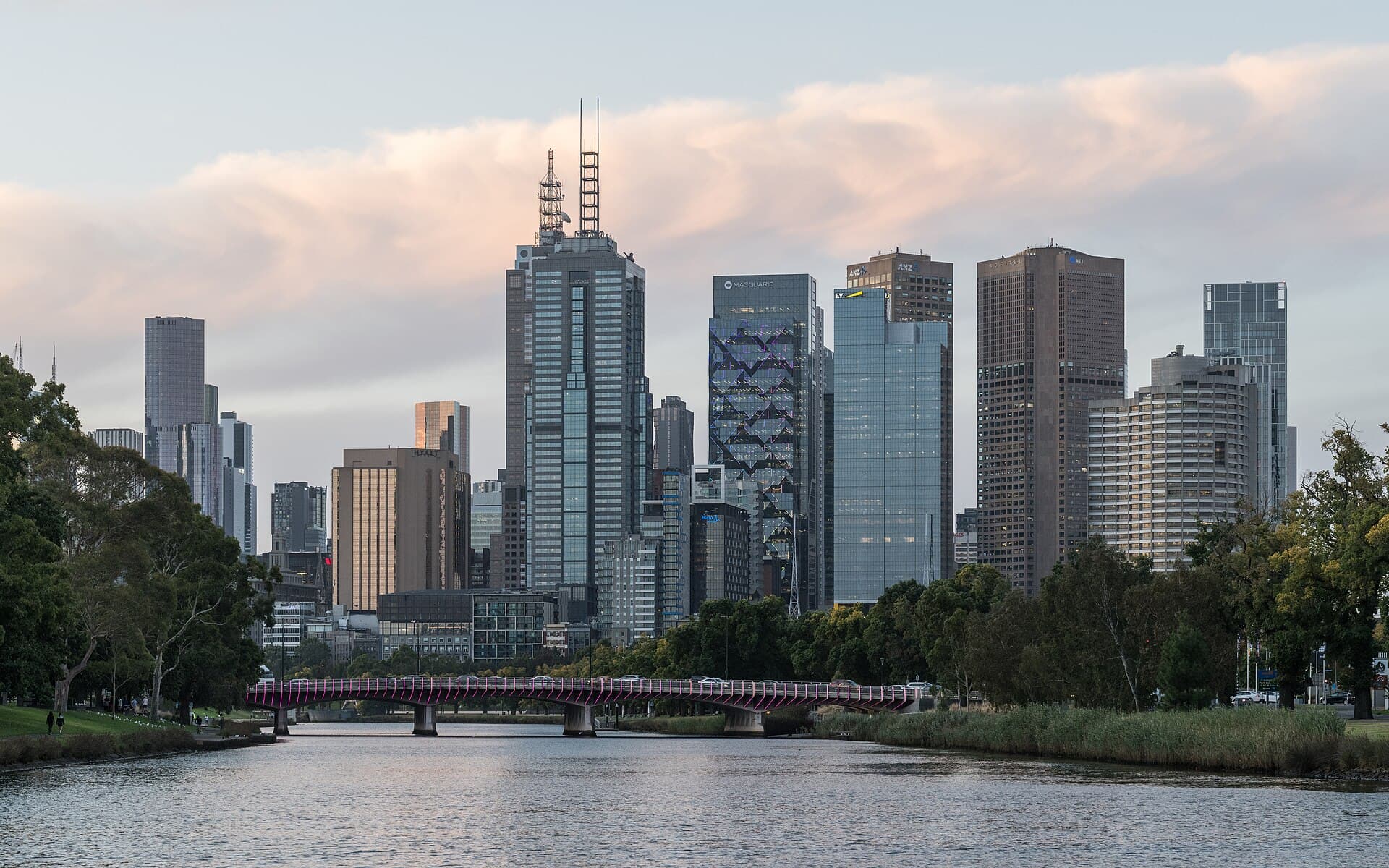 Melbourne CBD skyline viewed from the south across the Yarra